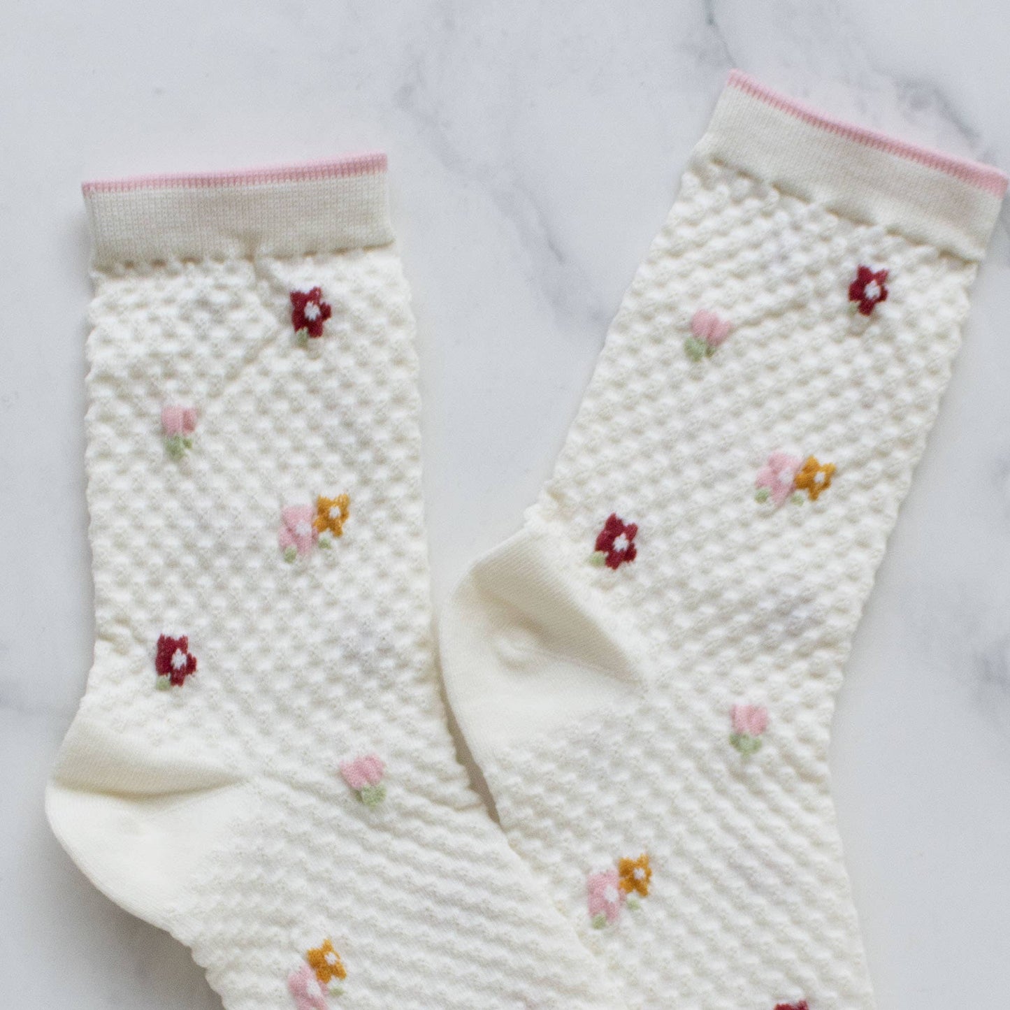 Little Flower Crew Socks | Ivory