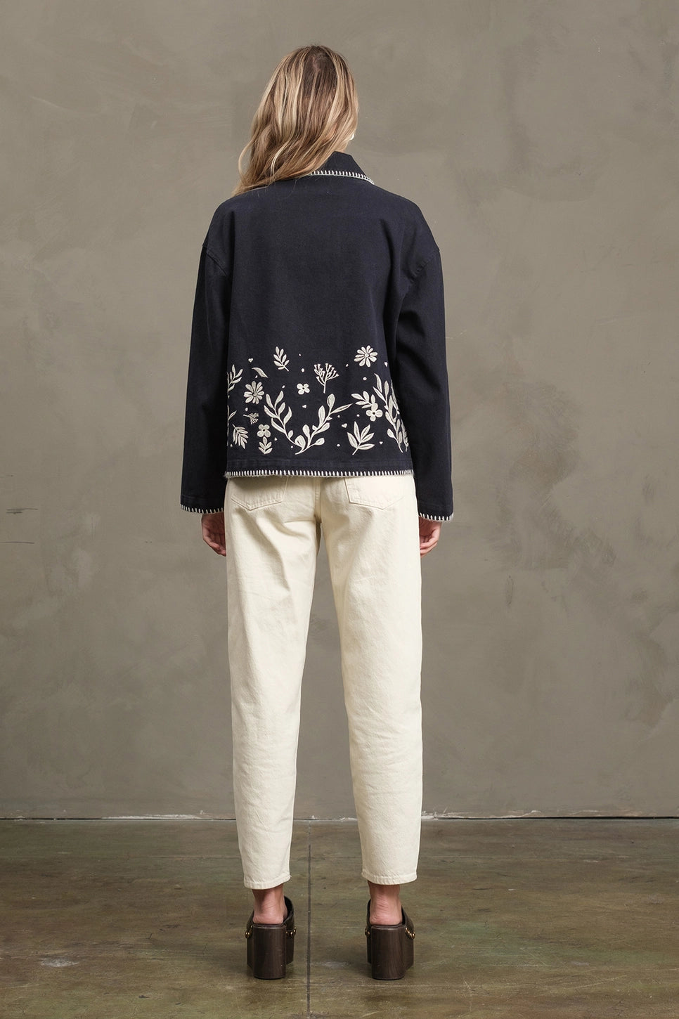 Folk Embroidered Jacket | Navy