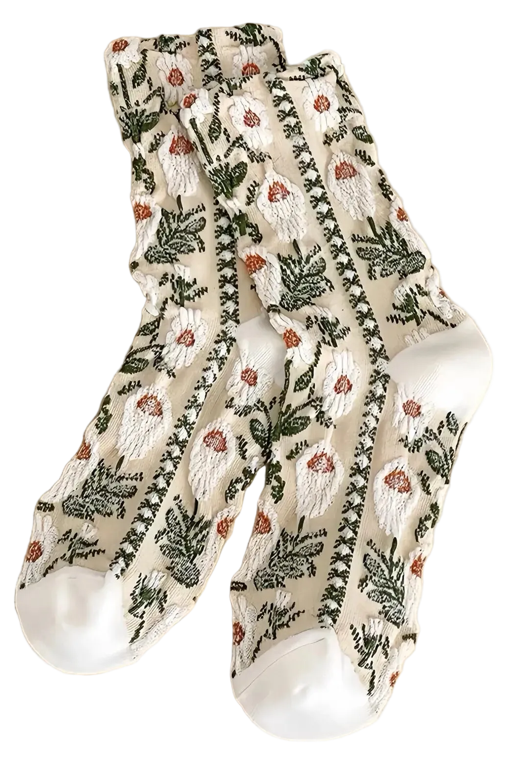 Vintage Embossed Crew Socks | Grey