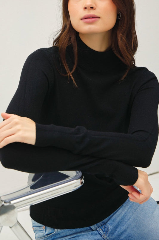 Mock Neck Layering Sweater | Black