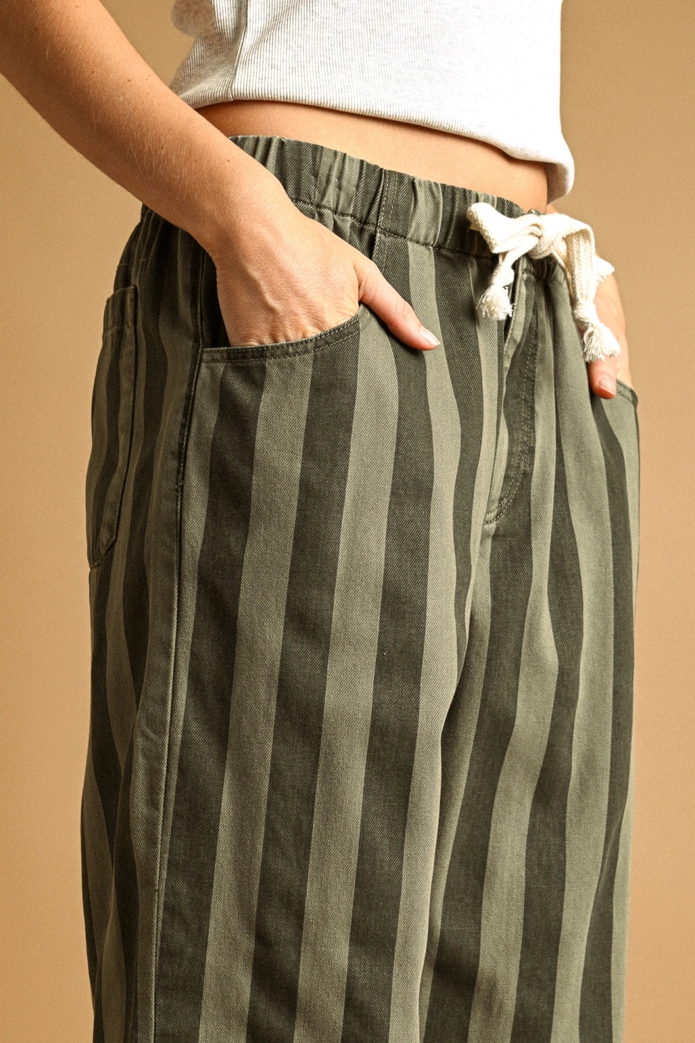 Summer Stripe Pants | Olive