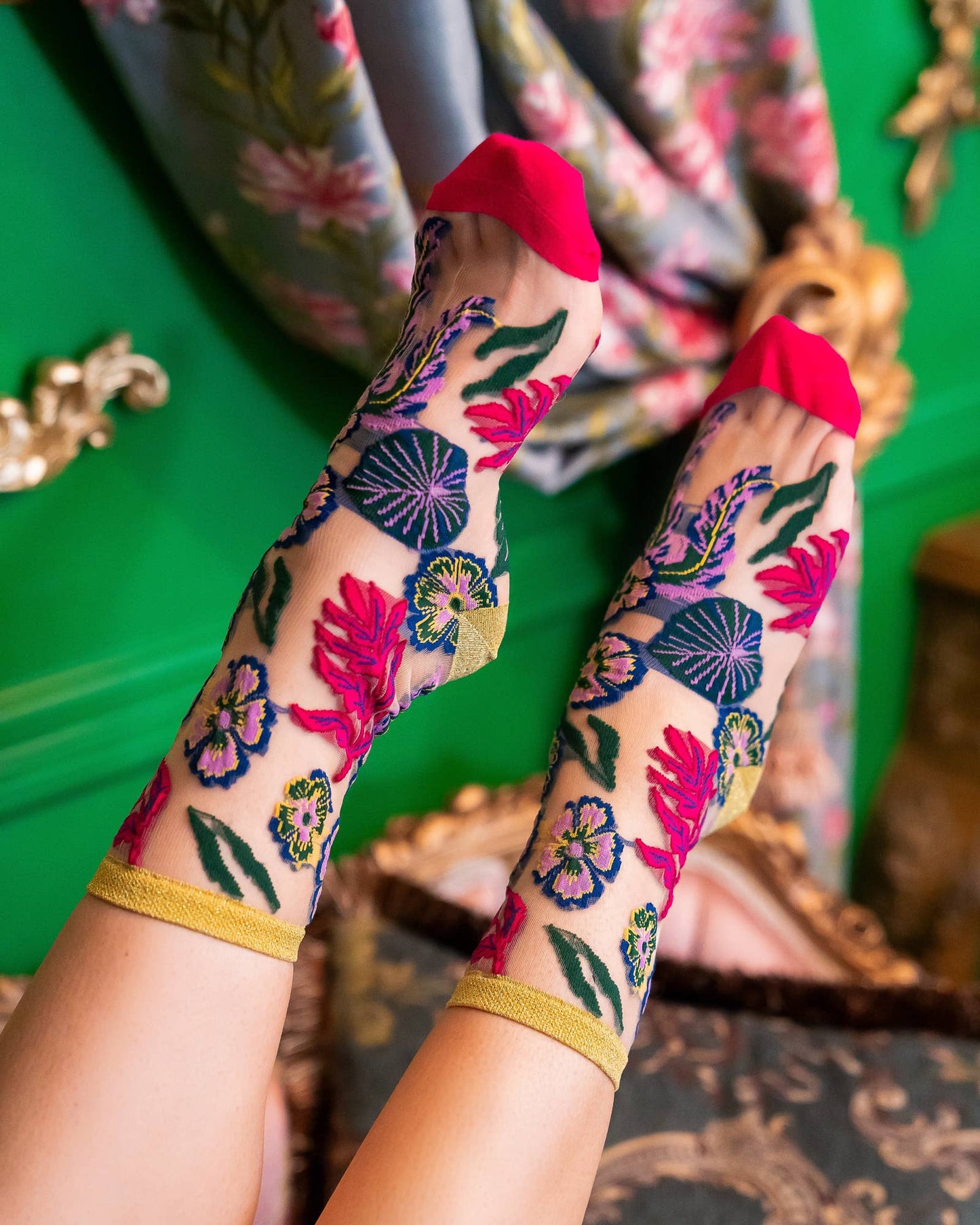 Festive Floral Sheer Socks