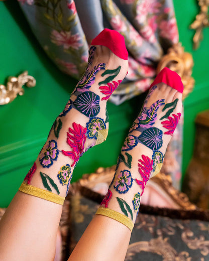 Festive Floral Sheer Socks