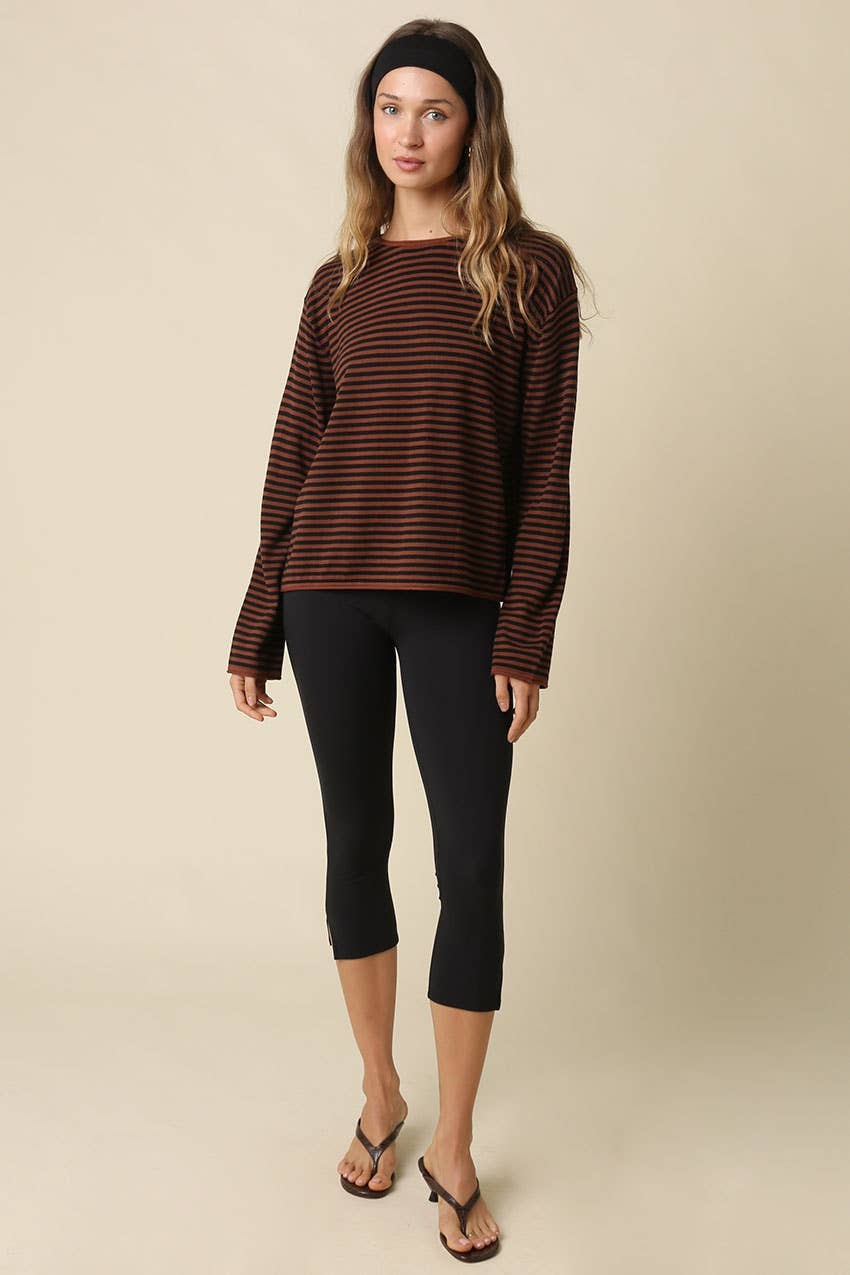 Sideline Stripe Sweater | Brown + Black