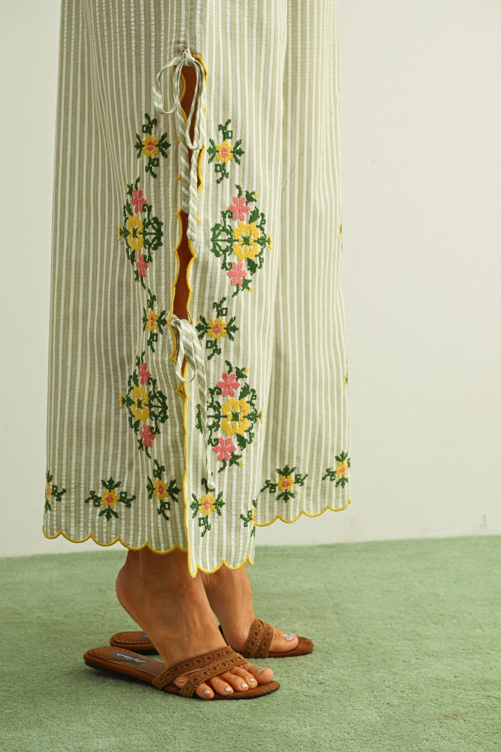 Embroidered Garden Pants