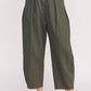 Olive Wash Barrel Leg Trousers
