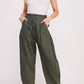 Olive Wash Barrel Leg Trousers