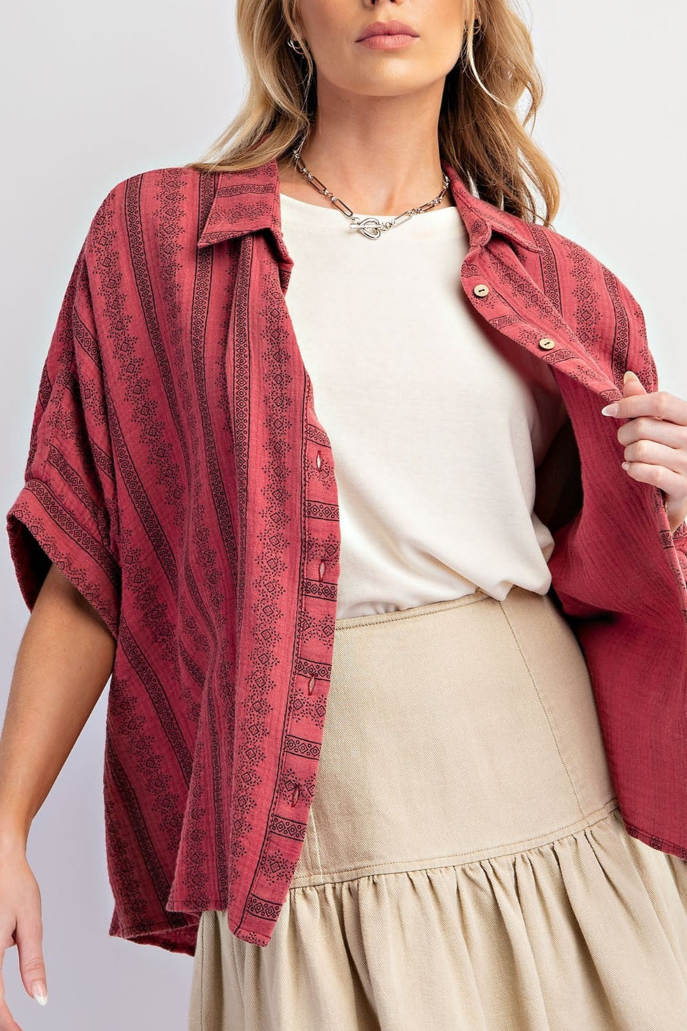 Raspberry Lemonade Cotton Gauze Shirt