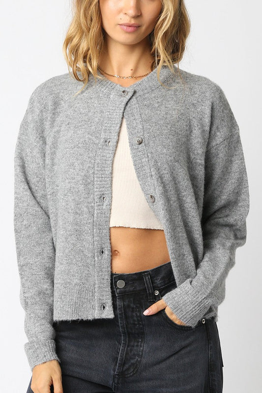 Caught A Vibe Button Up Cardigan | Grey
