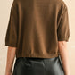 Short Sleeve Sweater Top | Olive Brown