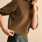 Short Sleeve Sweater Top | Olive Brown