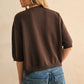 Short Sleeve Sweater Top | Brown