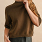 Short Sleeve Sweater Top | Olive Brown