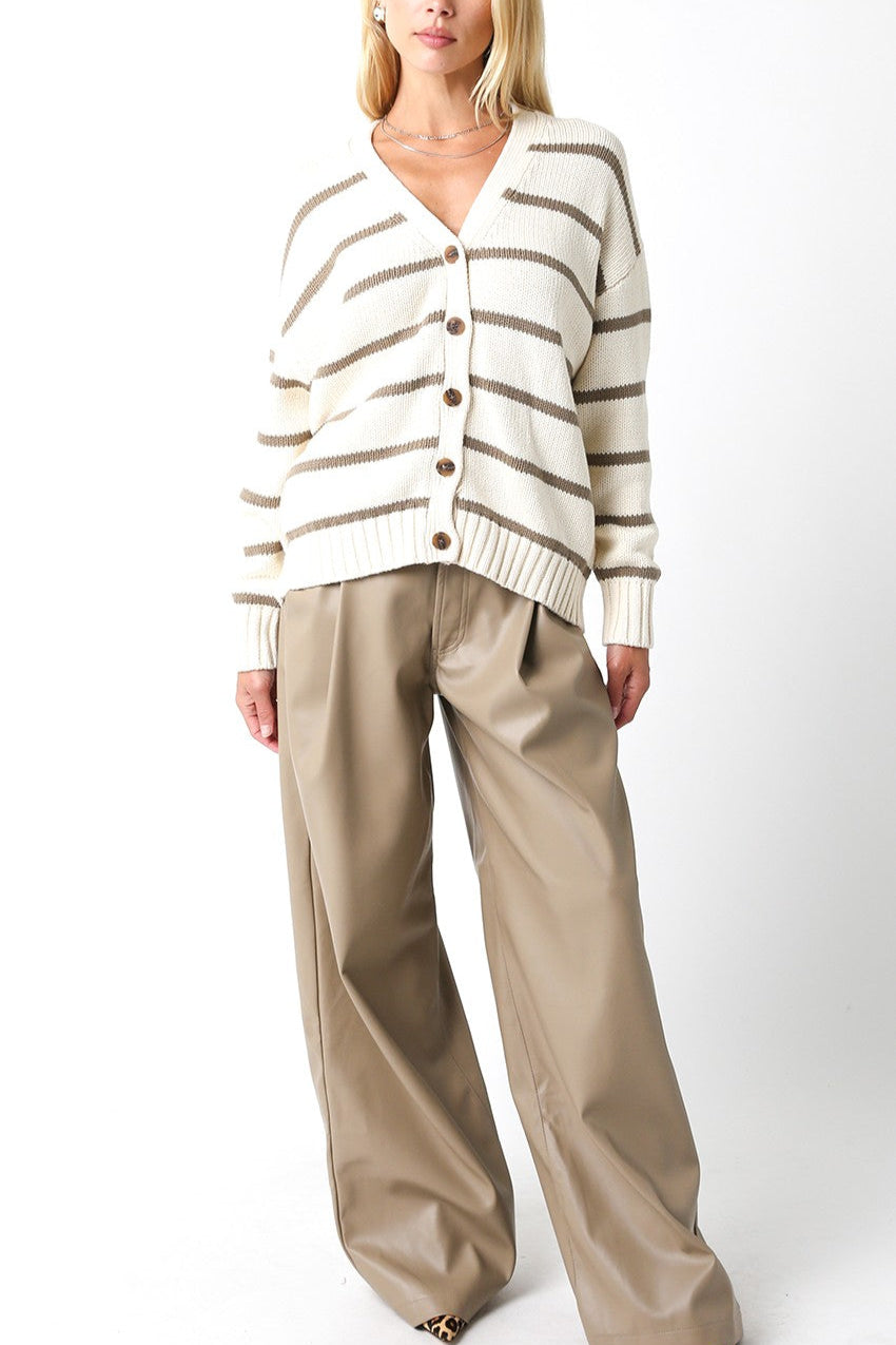 Classic Striped Cardigan | Ivory