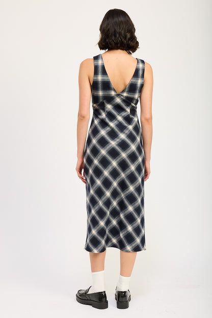 Gilmore Plaid Midi Dress | Navy