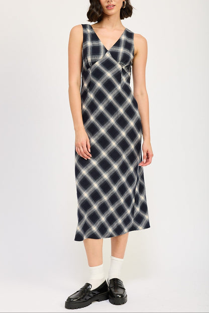 Gilmore Plaid Midi Dress | Navy
