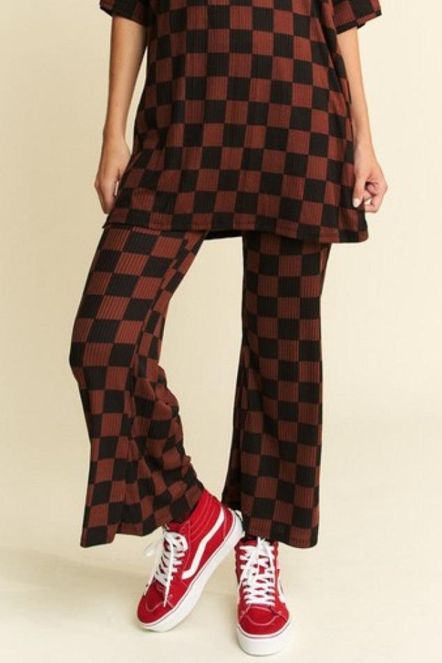 Mocha + Black Checkered Pant