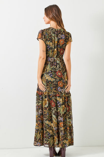 Sally Dark Floral Maxi Dress