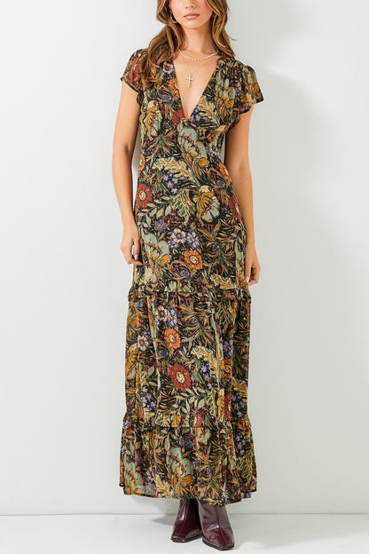 Sally Dark Floral Maxi Dress