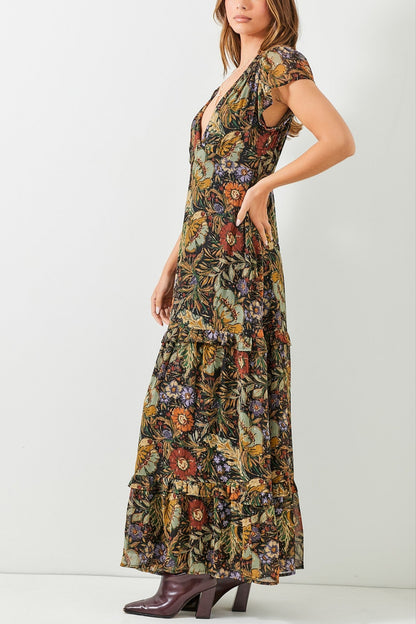 Sally Dark Floral Maxi Dress