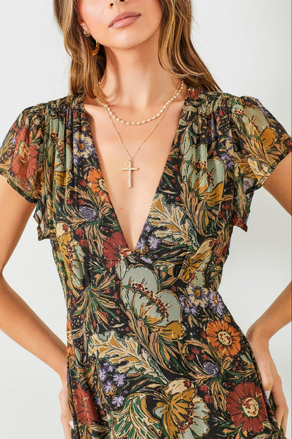 Sally Dark Floral Maxi Dress