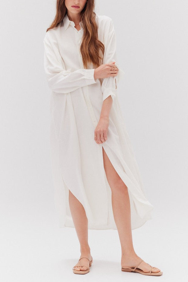 Pearly White Shirt Dress