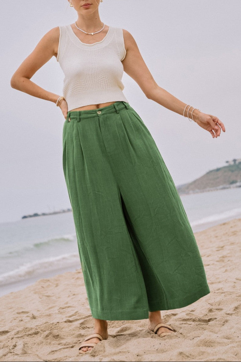 Washed Green Palazzo Pants