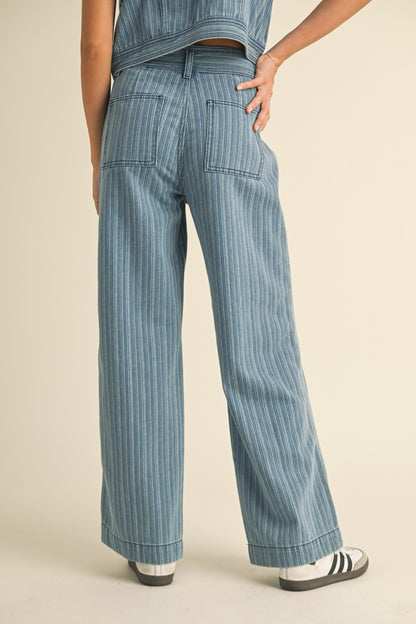 Stripe Denim Jacquard Pants