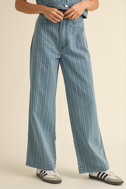 Stripe Denim Jacquard Pants