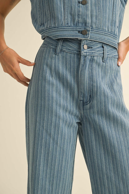 Stripe Denim Jacquard Pants