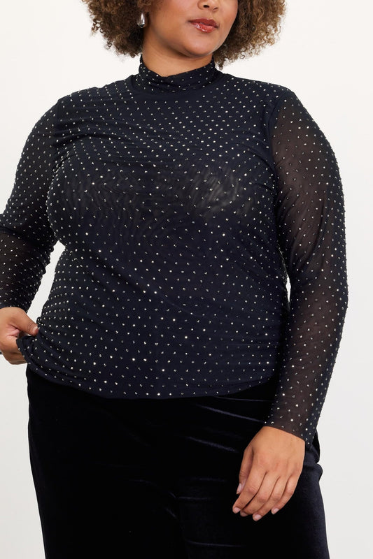 Finding My Sparkle Mesh Top | Black | Extended