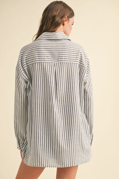 Mixed Up Button Up Shirt | Navy