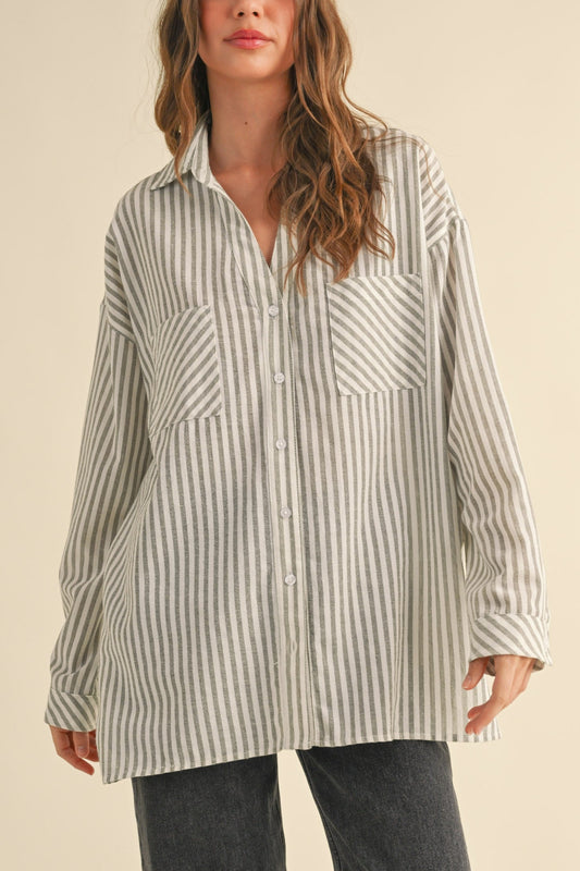 Stripe Button Down Shirt | Olive