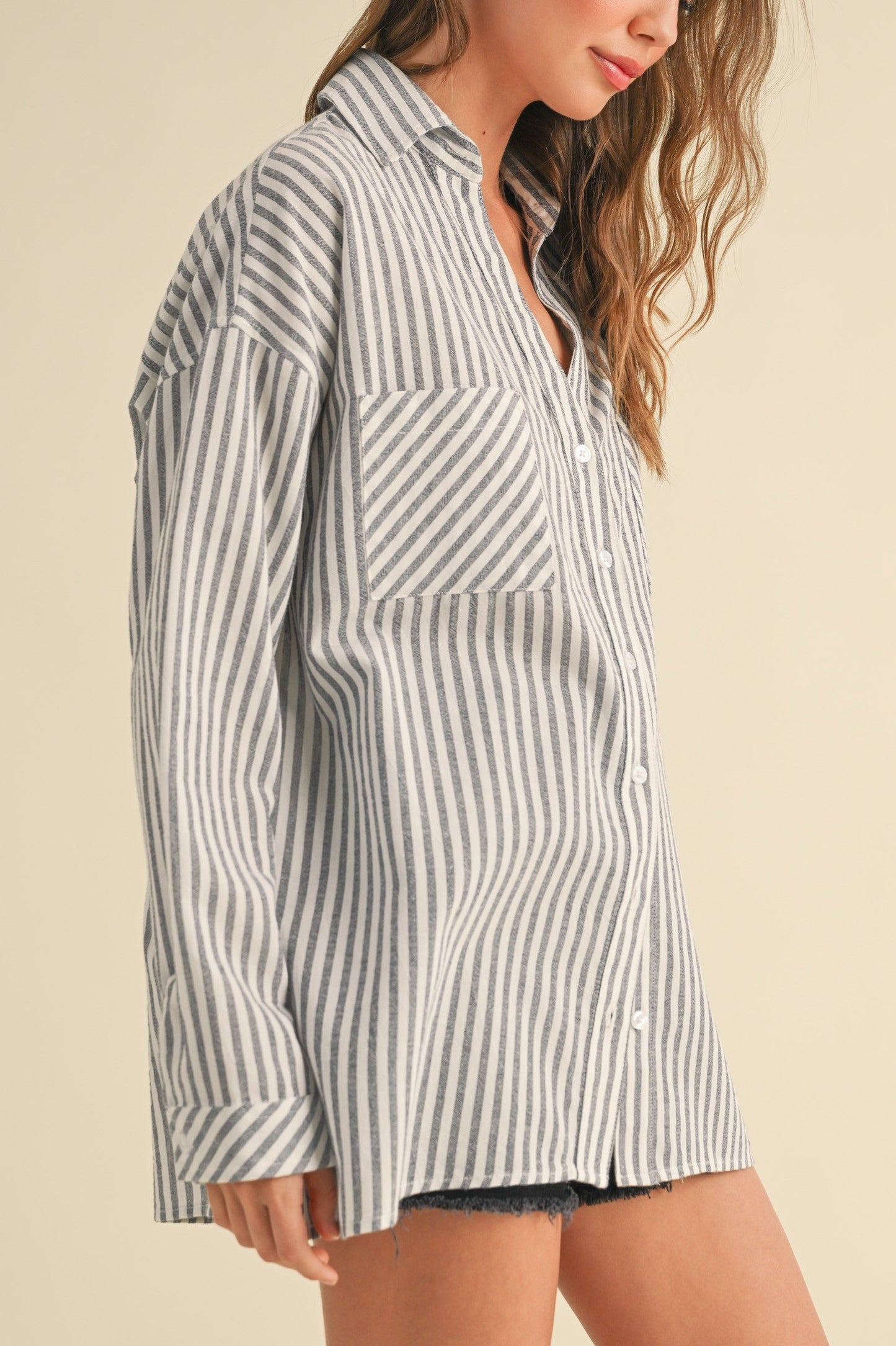 Mixed Up Button Up Shirt | Navy