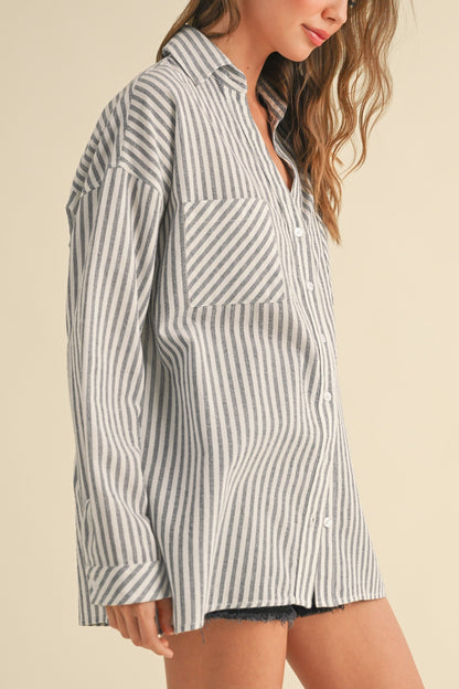 Mixed Up Button Up Shirt | Navy