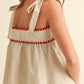 Wavy Baby Trim Linen Top | Red