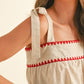 Wavy Baby Trim Linen Top | Red