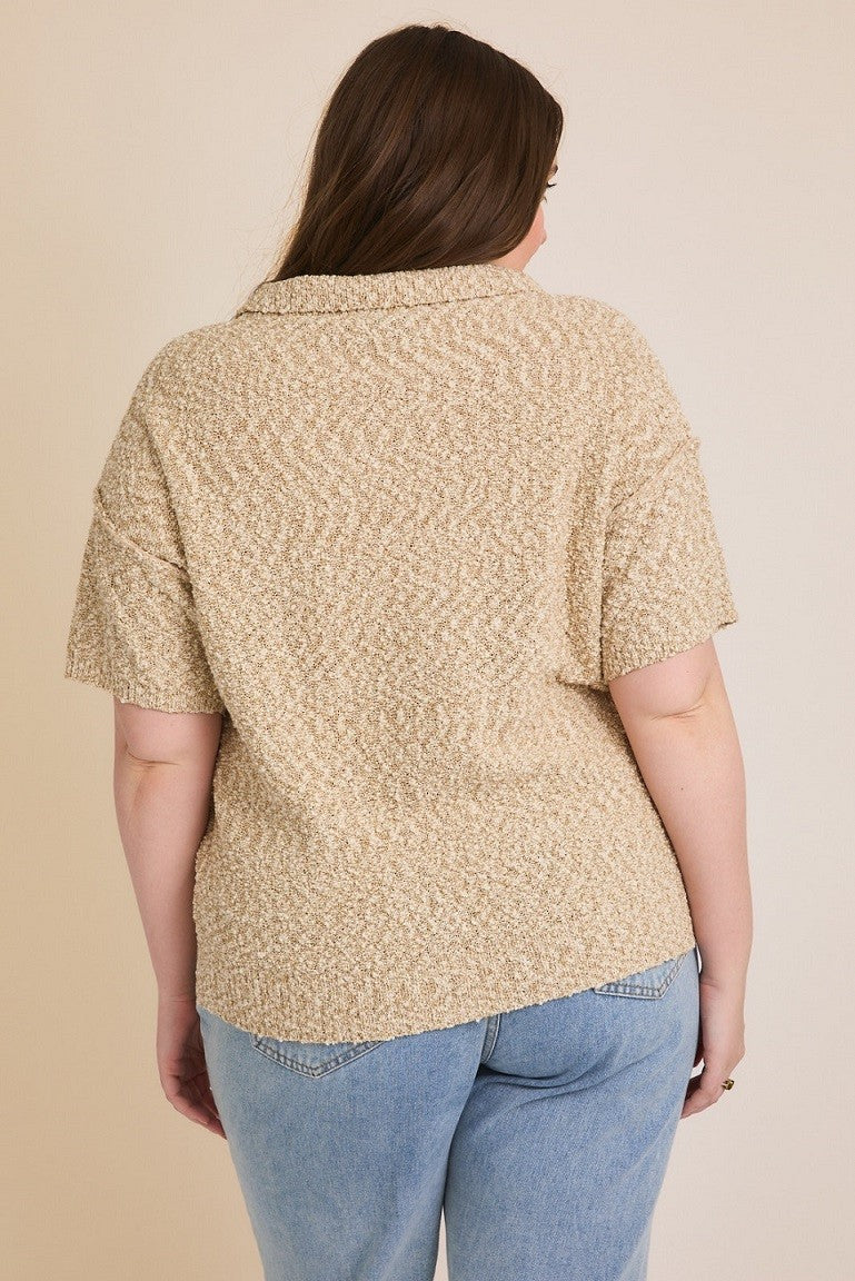 Textured Short Sleeve Cardigan | Extended