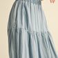 Tiered Denim Maxi Skirt | Light Wash