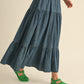 Tiered Denim Maxi Skirt