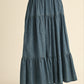 Tiered Denim Maxi Skirt