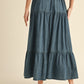 Tiered Denim Maxi Skirt