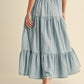 Tiered Denim Maxi Skirt | Light Wash