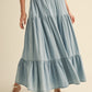 Tiered Denim Maxi Skirt | Light Wash