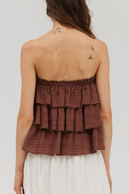 Ruffle Tube Top | Brick