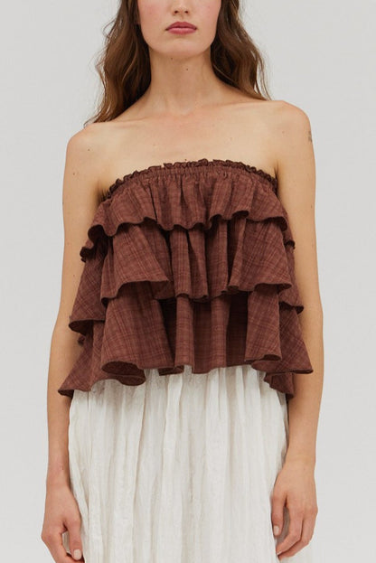 Ruffle Tube Top | Brick