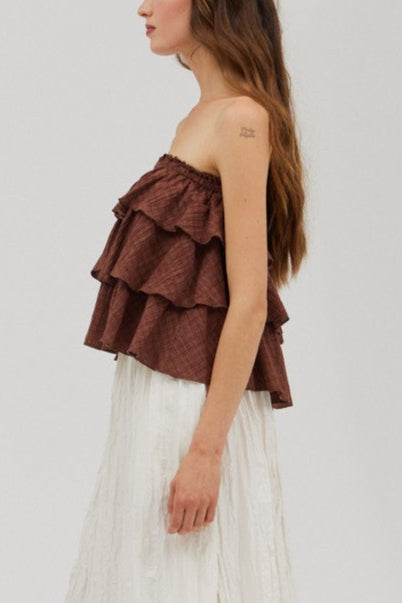 Ruffle Tube Top | Brick