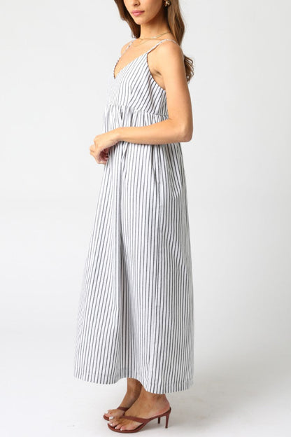 Laila Stripe Midi Dress | Black