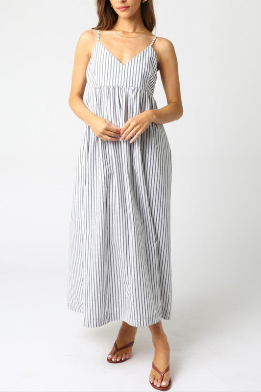 Laila Stripe Midi Dress | Navy