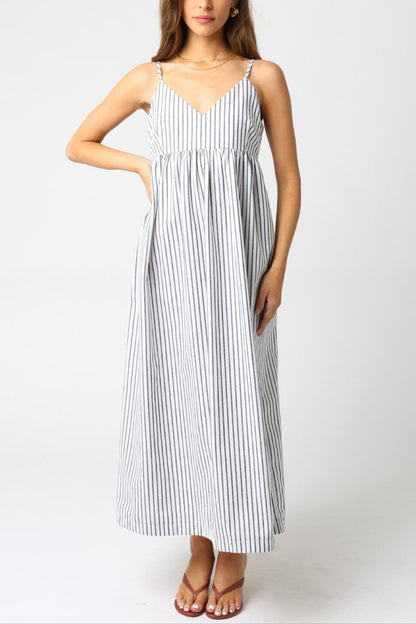 Laila Stripe Midi Dress | Black